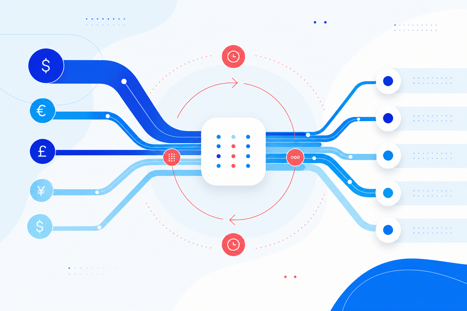 Multi-currency payment streams entering settlement and payout lanes